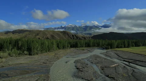Aerial View. Flying over the Mountains and Forest Valley. Altai, Siberia. Stock Footage 53103165