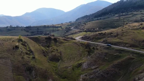 Aerial view flying over old forest road . Stock Footage 107045748
