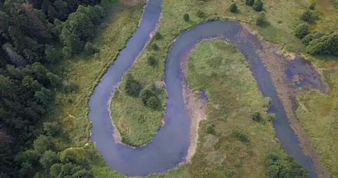 Aerial view. Flying over the river. Look up shot Video stock 97341176