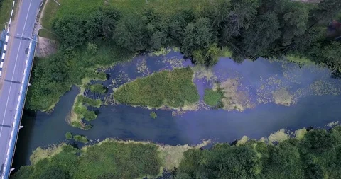 Aerial view. Flying over the river. Stock Footage 97360401