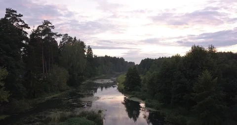 Aerial view. Flying over the river. Stock Footage 97431253