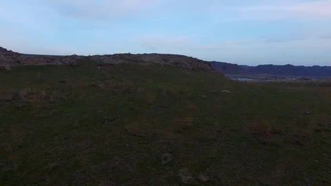 Aerial View. Flying over the River. Mountains of Altai, Siberia. Kurai Steppe Stock Footage 97476944