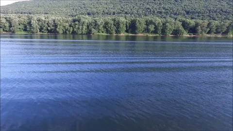 Aerial View Flying Over River Stock Footage 129264758