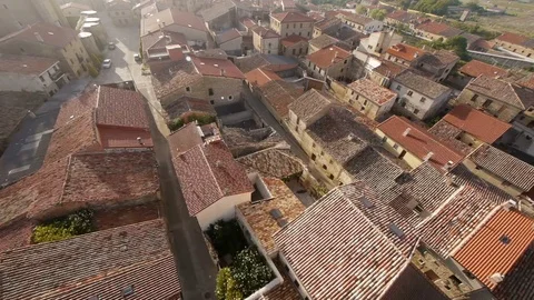 Aerial view. Flying over a small village in La Rioja, Spain Stock Footage 97983690