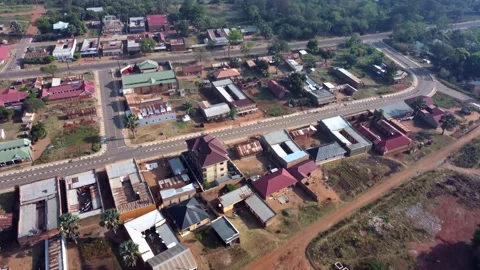 Aerial view flying over the town of Kitgum in Northern Uganda. Stock Footage 301098367