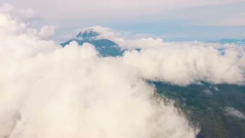Aerial View. Flying through the smoke of the volcano Stock Footage 72996422