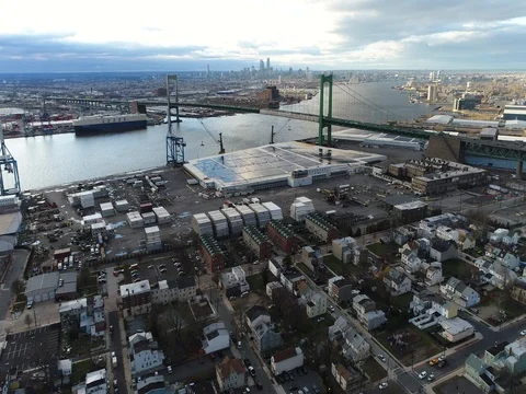 Aerial View Flying Towards Center City Philadelphia Stock Footage 74036009
