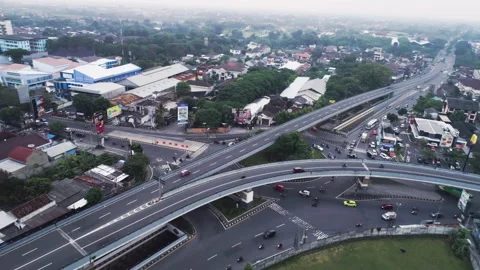 Aerial view of flyover intersection road Stock Footage 155195898
