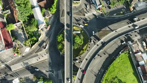 Aerial View of Flyover or Overpass in Yogyakarta City, Indonesia Stock Footage 242384629
