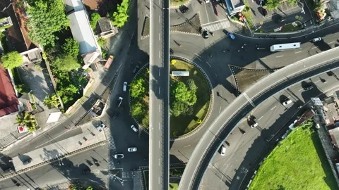 Aerial View of Flyover or Overpass in Yogyakarta City, Indonesia Stock Footage 242385443