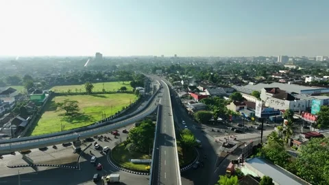 Aerial View of Flyover or Overpass in Yogyakarta City, Indonesia Stock Footage 242386738
