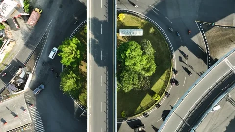 Aerial View of Flyover or Overpass in Yogyakarta City, Indonesia Stock Footage 242389066