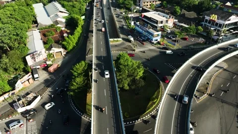 Aerial View of Flyover or Overpass in Yogyakarta City, Indonesia Stock Footage 242389256