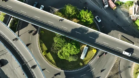 Aerial View of Flyover or Overpass in Yogyakarta City, Indonesia Stock Footage 242391062