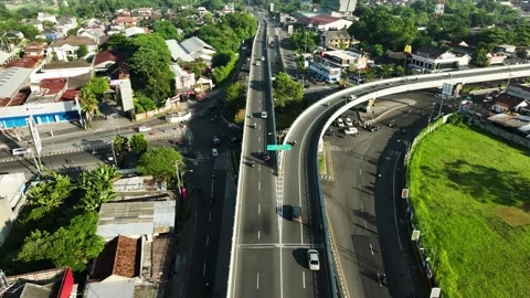Aerial View of Flyover or Overpass in Yogyakarta City, Indonesia Stock Footage 242391213