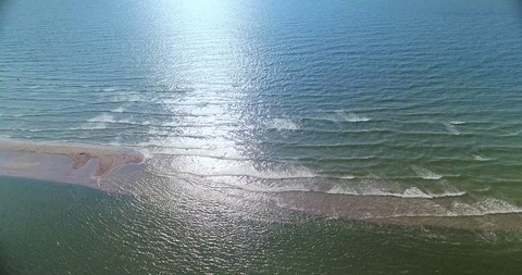 Aerial view of foaming waves at the sand bar, Black Sea Stock Footage 104317121