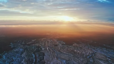 Aerial view of the foot of the active volcano Klyuchevskaya Sopka. Russia Stock Footage 149739418