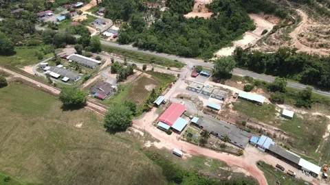 Aerial view of forest and chicken farm's roof in Alor Gajah, Malacca Stock Footage 151190183