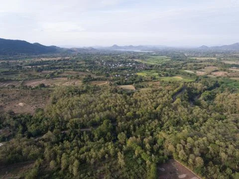 Aerial view of forest and empty land before the planting season in Indonesia 스톡 사진