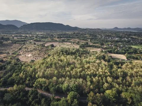 Aerial view of forest and empty land before the planting season in Indonesia Stockfoto's
