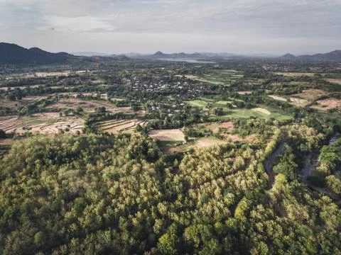 Aerial view of forest and empty land before the planting season in Indonesia 스톡 사진