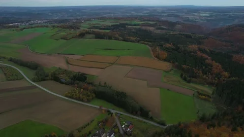 Aerial view of forest and fields in Austria Video stock 221378019