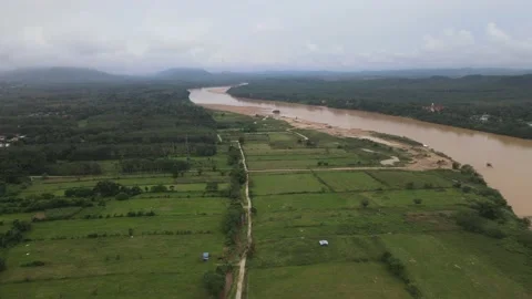 Aerial view of Forest and River in Kelantan Stock Footage 148356389