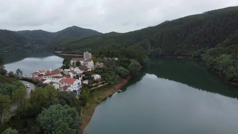 Aerial View of Forest and River in Harmony with Nature Stockbeeldmateriaal 312747445