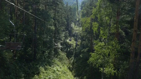 Aerial view of forest. Cableway Stock Footage 80871099