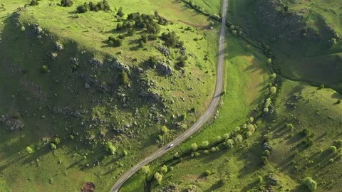 Aerial view of a forest-covered mountain road on a Turkish plateau Stock Footage 294167250