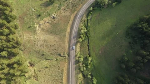 Aerial view of a forest-covered mountain road on a Turkish plateau Stock Footage 294167384