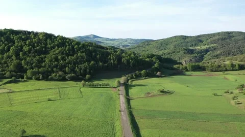 Aerial view of a forest-covered mountain road on a Turkish plateau Stock Footage 294167872