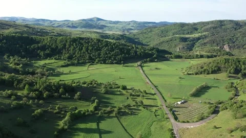 Aerial view of a forest-covered mountain road on a Turkish plateau Stock Footage 294168005
