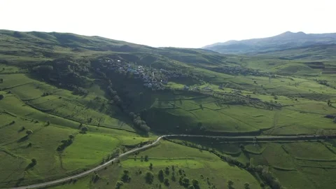 Aerial view of a forest-covered mountain road on a Turkish plateau Stock Footage 294168286