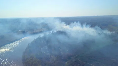 Aerial view of forest fire Stock Footage 119095953