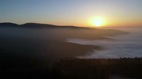 Aerial View of the Forest Mountain Above Clouds, Czech Republic Stock Footage 169591053