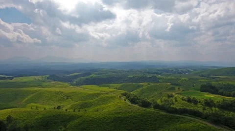 Aerial view of forest, mountain view in Aso, Japan Stock Footage 68496298