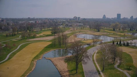 Aerial view of Forest Park Stock Footage 127843025