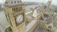 Aerial View Form Mid-Air On House Of Palriament In London Stock Footage