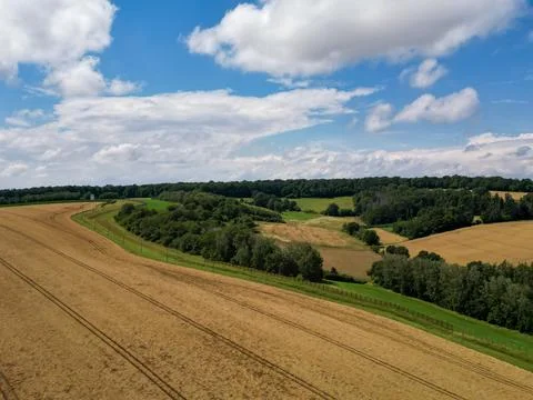An aerial view of the former border between East and West Germany in Eichsfeld Stockfoto's