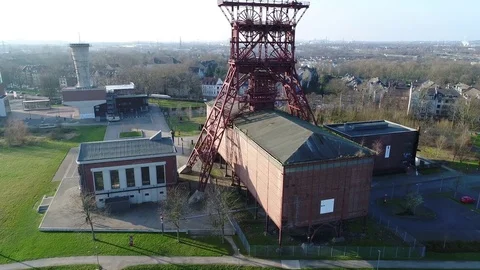 Aerial view of former coal mining facility in Germany 스톡 동영상 85398127