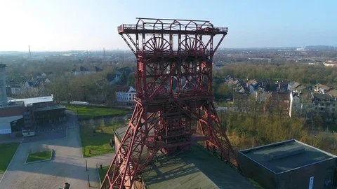 Aerial view of former coal mining facility in Germany 스톡 동영상 85435404