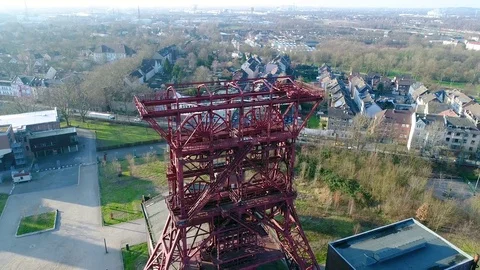 Aerial view of former coal mining facility in Germany 스톡 동영상 85436221
