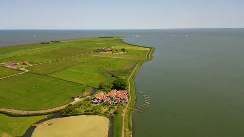 Aerial View on former Dutch Island Marken The Netherlands Video stock 280296853