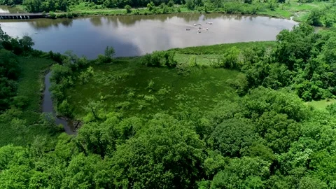 Aerial View of the former site of Point Breeze, the estate of Joseph Bonaparte Stock Footage 133857487