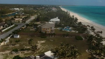 Aerial View Of Fortune Bay Beach Shoreline Freeport Bahamas Stock Footage 85672260