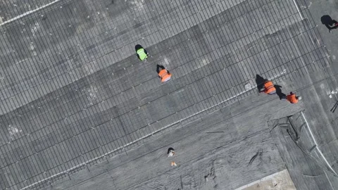 Aerial View: A foundation is laid while walls are insulated, ensuring a solid Stock Footage 296083173