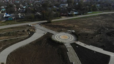 Aerial view of the fountain. Stock Footage 124591852