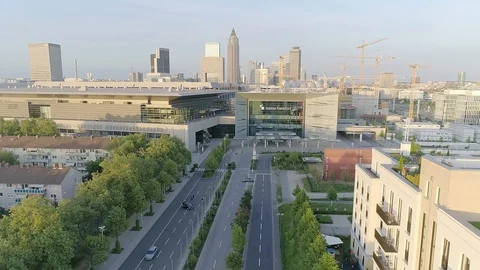 Aerial View of Frankfurt am Main Stock Footage