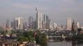 Aerial View Frankfurt Germany Financial Center Corporate Office Towers Sunny Day HD Footage